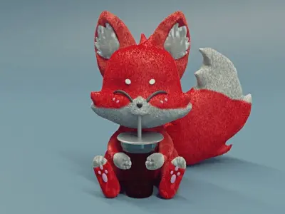 Stylized red fox Free 3D model