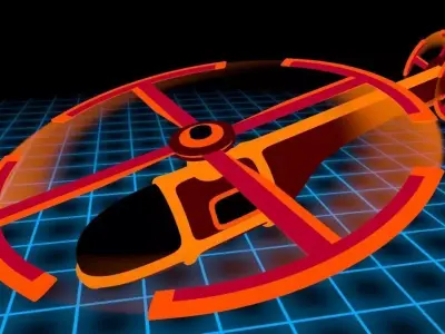 Neon Helicopter - Animated 3D model