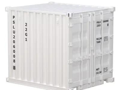 8ft Shipping Container White 3D model