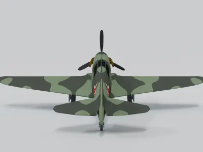 Low Poly Cartoon LaGG-3 WWII Airplane Low-poly 3D model