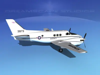 Beechcraft C-6 King Air V02 USAF 3D model