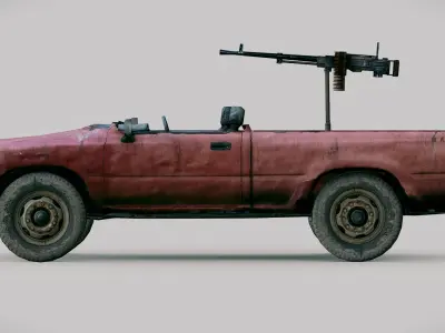 Pick-up Truck Improvised Fighting Vehicle Free low-poly 3D model