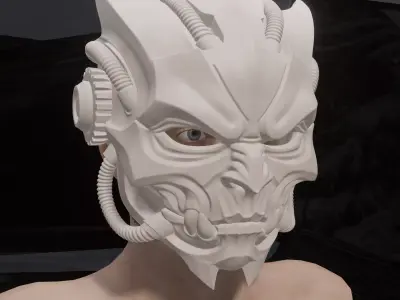 Cyberpunk Samurai Half-Mask 3D print model