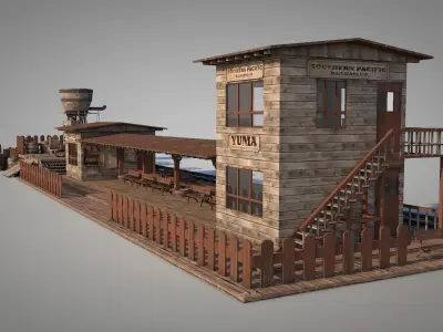 Yuma City Vintage Western Train Station 3D model