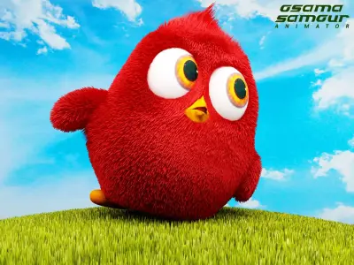 cute 3D chicks Low-poly 3D model