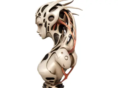 Futuristic Cyborg Female Bust 3D model