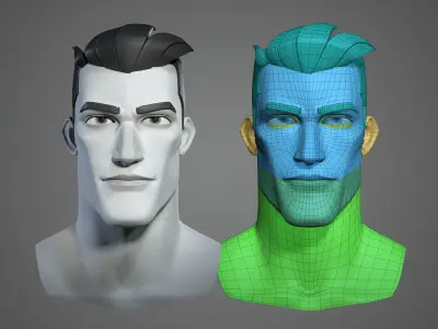 Cartoon male character Thomas base mesh Low-poly 3D model