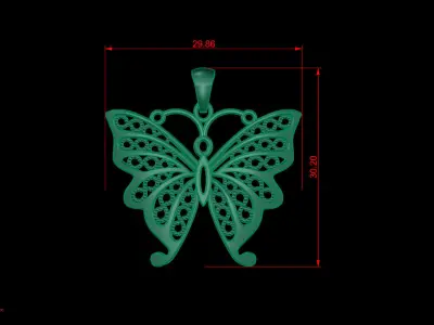 Butterfly pendant 3D print model  3D print model purchase