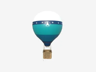 Balloon Hot Air 02 Blue - Aircraft Cartoon Low-poly 3D model