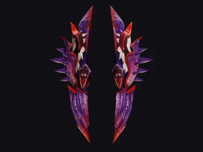 Claw Hand Alien Pink Claws Glove Blade Cutting Edged Wedge Low-poly 3D model