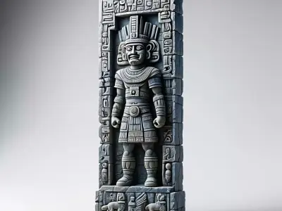 Ancient Mayan Stone Warrior Statue Low-poly 3D model