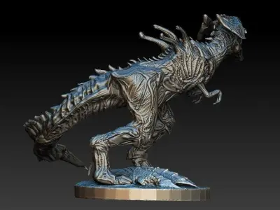 XenoRex xenomorph alien statue with base  3D model