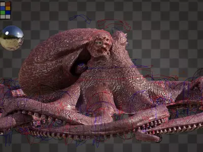  giant pacific octopus Low-poly 3D model