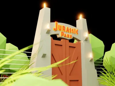 Jurassic park Gate low poly 3D model