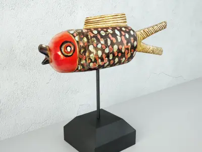 Mali Wood Bozo Fish Puppet 1 3D model