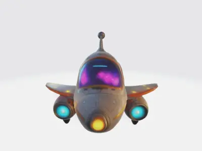 Cartoon lowpoly spaceship Low-poly 3D model