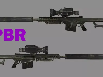 Barrett M82A1 Sniper Rifle Modified Low-poly 3D Model Low-poly 3D model
