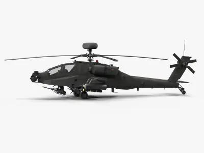 AH64E Apache Longbow Helicopter Gray Low-poly 3D model