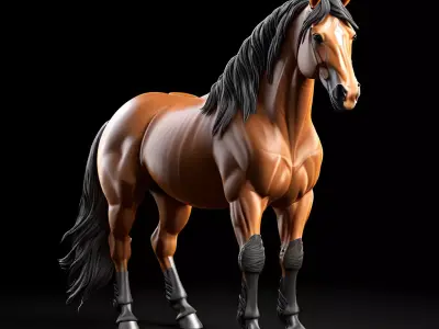 Realistic Chestnut Horse 3D Model Low-poly 3D model