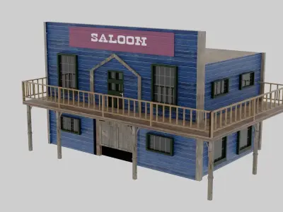 Wild West - Saloon Low-poly 3D model