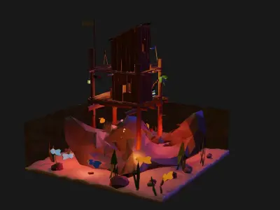 LowPoly SeaShack - Rigged and Animated Low-poly 3D model