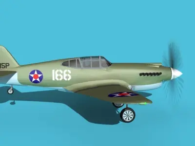 Curtiss P-40B Warhawk V13 USAAF 3D model