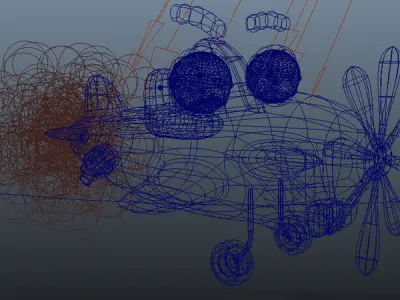 Airplane cartoon rigged Low-poly 3D model