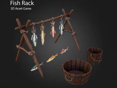 Fish Rack Low-poly 3D model