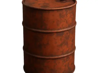 Rusty Metal Barrel Reddish Brown 3D Model 3D model