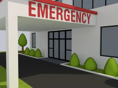 Low Poly Hospital building Low-poly 3D model