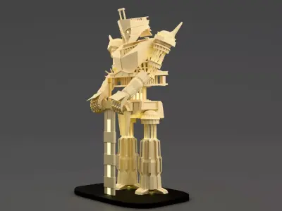 Underworld Realm Titan  3D Printable Fantasy Mech Statue Low-poly 3D model
