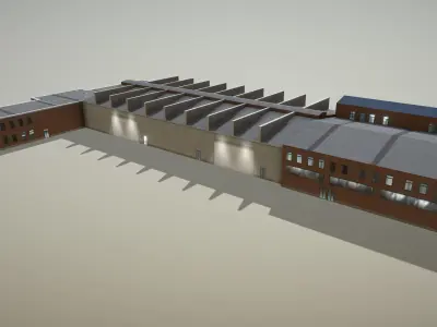 Airport Hangar SKBO Hangar22 Low-poly 3D model