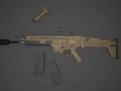 SCAR-H Assault Rifle Low-poly 3D model buy
