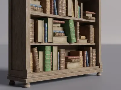 Medieval library - Bookshelf Low-poly 3D model