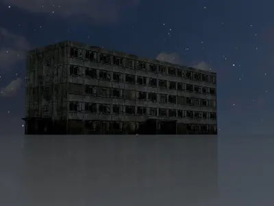 Old military barrack version 1 ruin 11 Low-poly 3D model