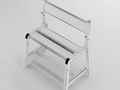 stull wooden chair with seat and back 3D model