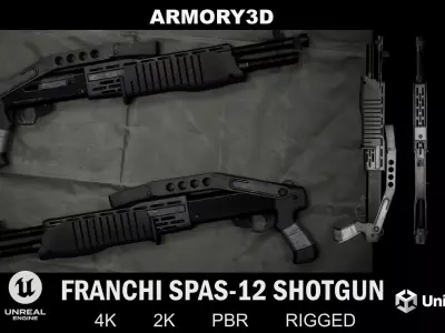 GAME READY FRANCHI SPAS-12 SHOTGUN PBR RIGGED Low-poly 3D model