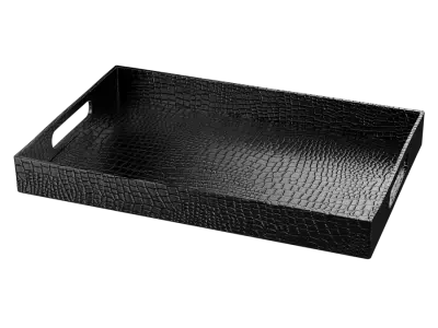  Alligator Leather Tray Model, Black 