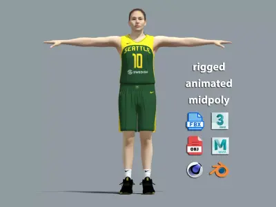 T-Pose Rigged Sue Bird Seattle Storm 3D model