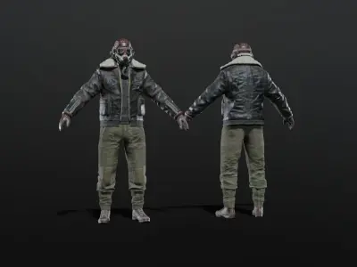 SOLDIER WWII USA Pilot Rigged 3D model