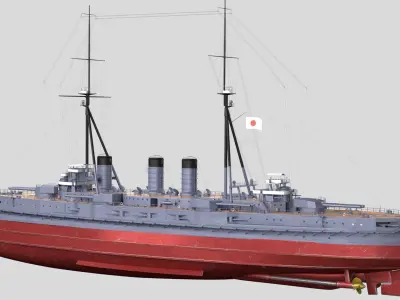 IJN Kawachi Japanese Battleship 3d model 3D model