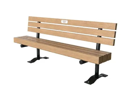 Bench 7 wooden Low-poly 3D model