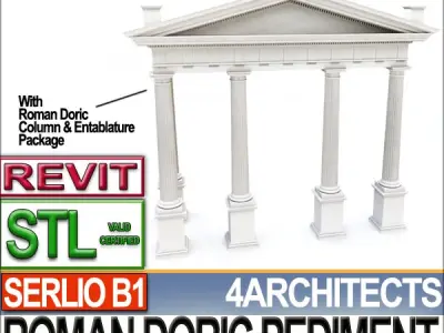 Roman Doric Pediment Serlio Block B1 3D print model