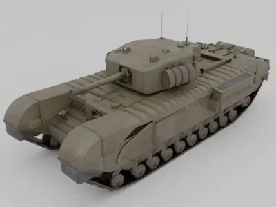 Churchill MK III Infantry Support Heavy Tank Low-poly 3D model