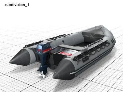 rubber dinghy with outboard motor Low-poly 3D model
