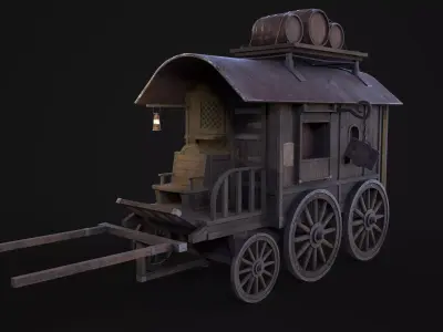 Medieval Carriage  Low-poly 3D model purchase