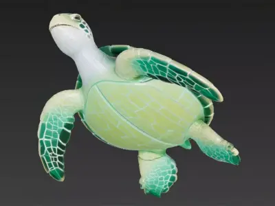 Cartoon Cyberpunk Sea Turtle Low-poly 3D model
