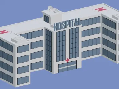 Caortoon Hospital Building Low-poly 3D model