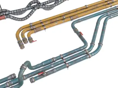 Modular Pipes - Old Painted Low-poly 3D model