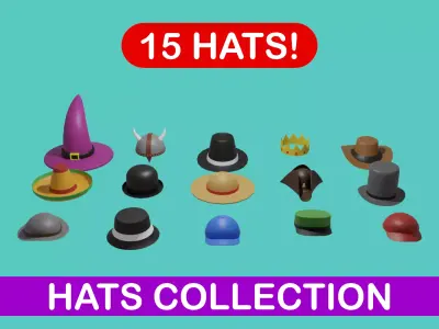 Low Poly Hats Collection - 3D Asset Low-poly 3D model